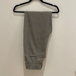 Zara Elastic Waist Plaid Dress Pant Straight Leg M